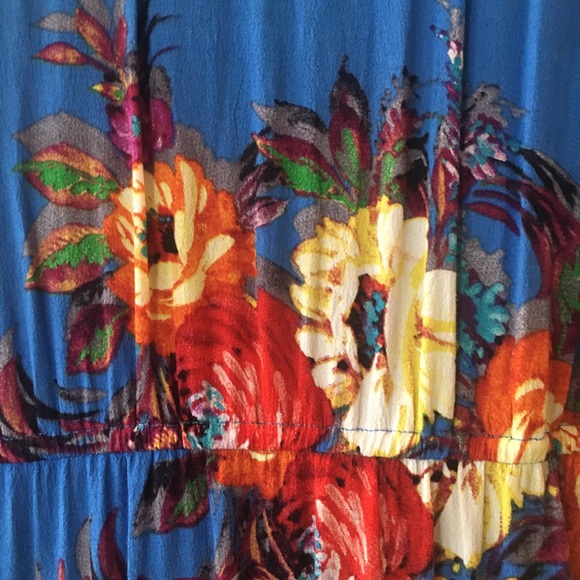 Anthropologie Blue Floral Ruffle Hem Dress - Picture 3 of 8